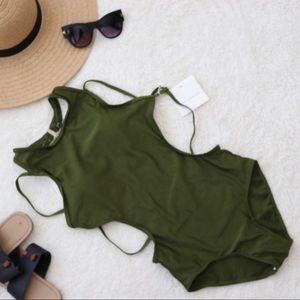 One piece army green swimsuit